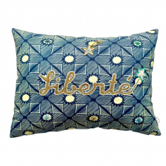 Embroidered cushion LIBERTE