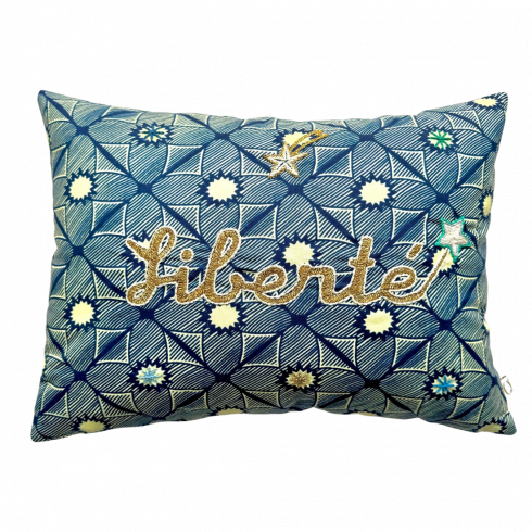 Embroidered cushion LIBERTE