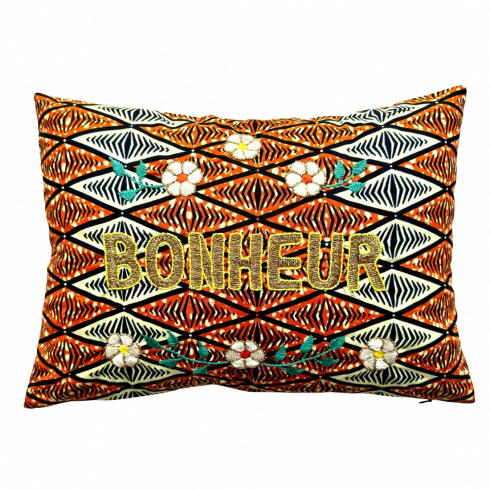 Embroidered cushion BONHEUR