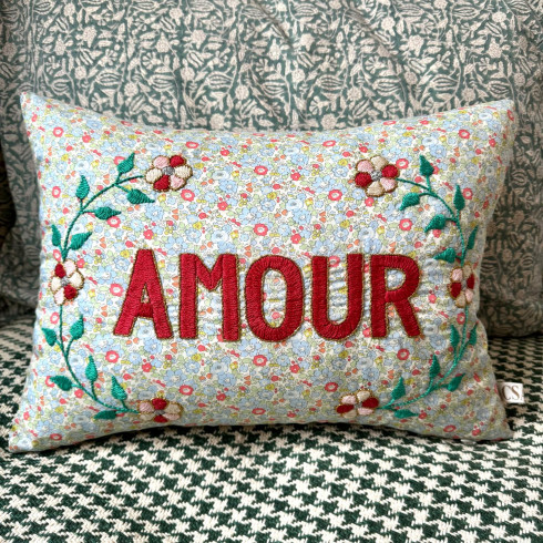 Embroidered cushion AMOUR