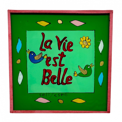 Painting under glass 10x10 LA VIE EST...