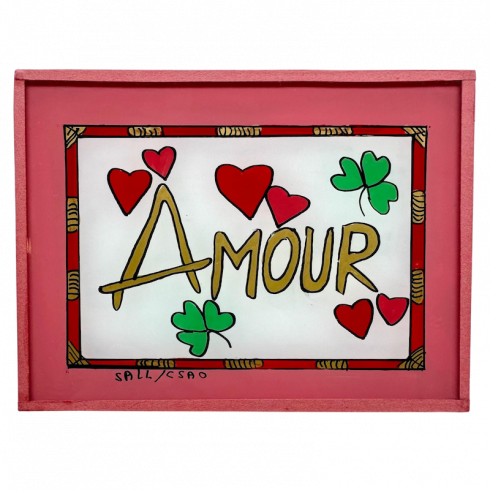 Peinture sous verre 16x12- AMOUR