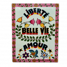 Tableau peint sur bois -...