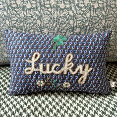 Mini embroidered cushion Lucky