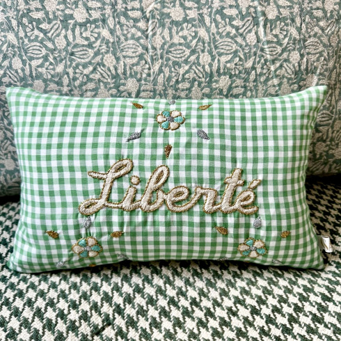 Mini embroidered cushion Liberté
