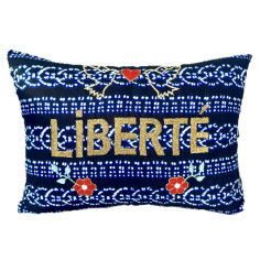 Embroidered cushion LIBERTE