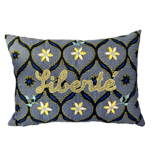 Embroidered cushion LIBERTE