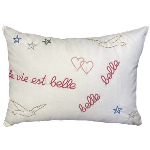 Coussin brodé LA VIE EST BELLE