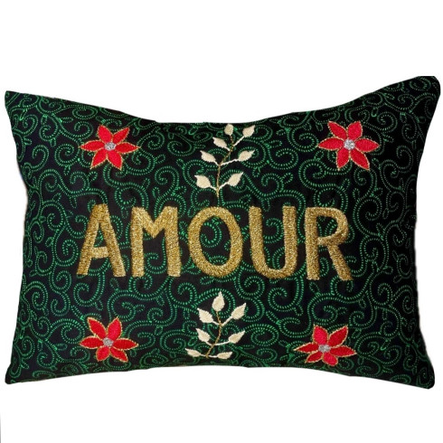 Embroidered cushion AMOUR