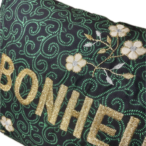 Embroidered cushion BONHEUR
