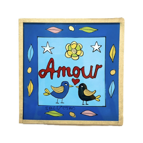 Peinture sous verre 10x10cm - Amour