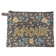 AMOUR embroidered clutch M