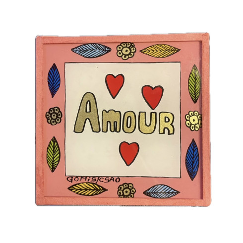 Peinture sous verre 10x10cm - AMOUR
