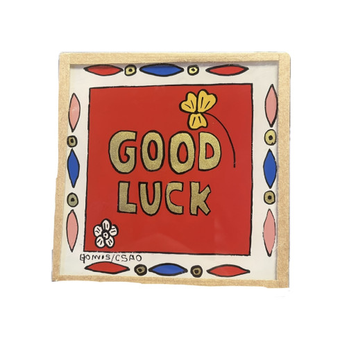 Peinture sous verre 10x10cm - GOOD LUCK