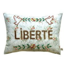 Embroidered cushion LIBERTE