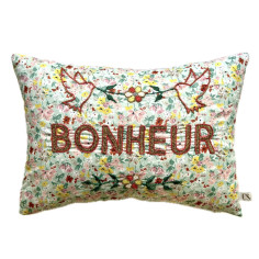 Coussin brodé BONHEUR