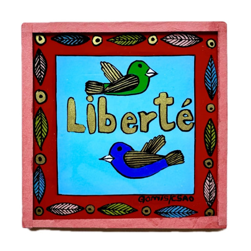 Painting under glass 10x10 LIBERTE