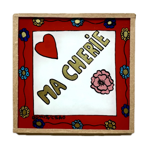 Painting under glass 10x10 MA CHERIE
