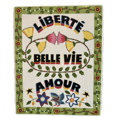 Tableau peint sur bois vert...