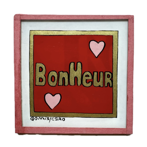 Peinture sous verre 10x10 Bonheur