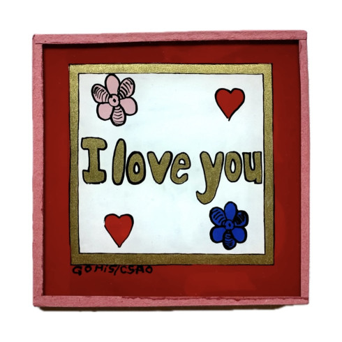 Peinture sous verre 10X10 I love you