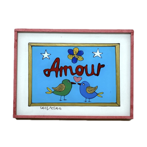 Peinture sous verre 16x12- AMOUR