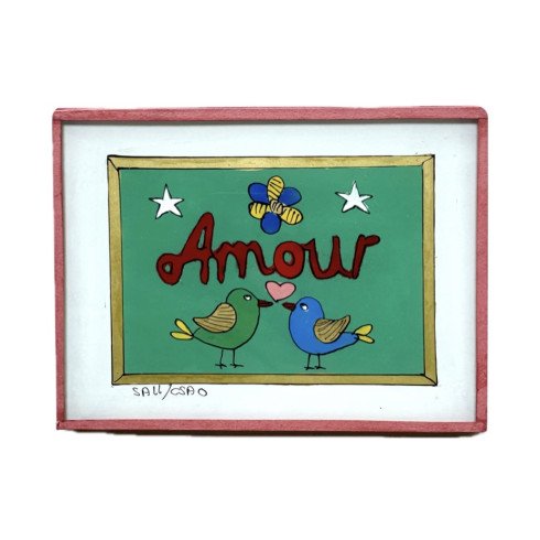 Painting under glass 16 x 12 AMOUR