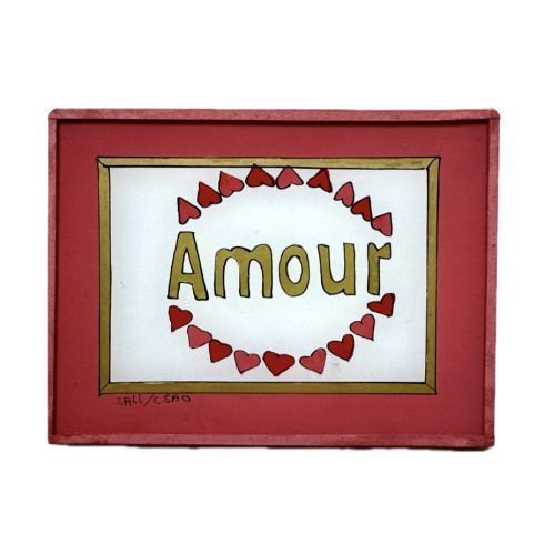 Peinture sous verre 16x12- AMOUR