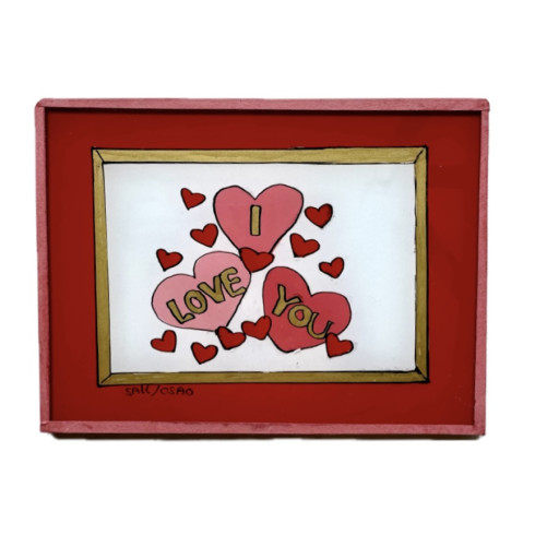 Painting under glass 16 x 12 I LOVE YOU