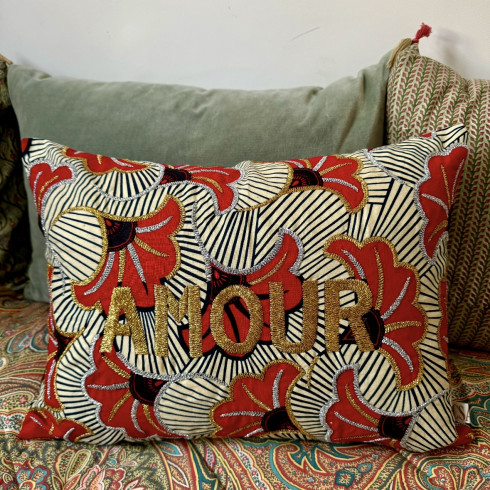 Embroidered cushion AMOUR