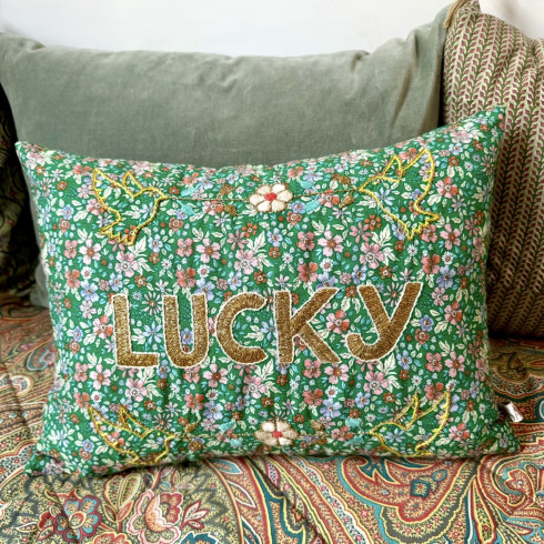 Embroidered cushion LUCKY