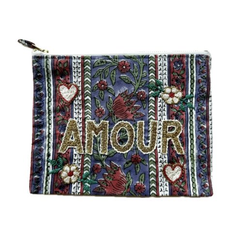 MM AMOUR embroidered pouch