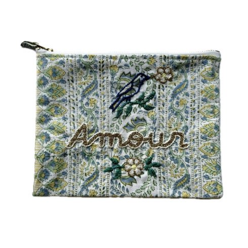 MM Amour embroidered pouch