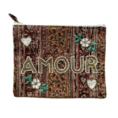 MM AMOUR embroidered pouch