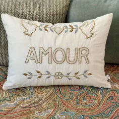 Embroidered cushion AMOUR