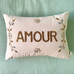 Embroidered cushion AMOUR