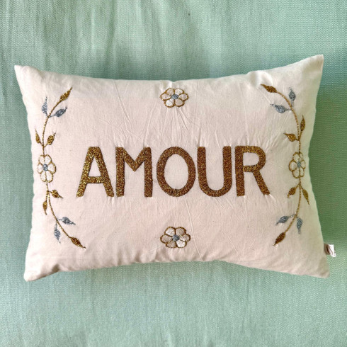Embroidered cushion AMOUR