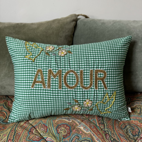 Embroidered cushion AMOUR