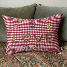 Embroidered cushion LOVE