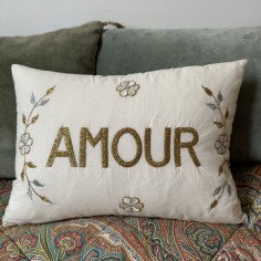 Embroidered cushion AMOUR