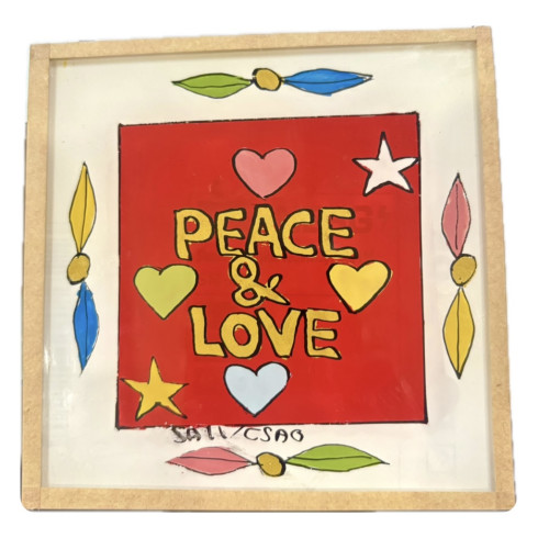 Peinture sous verre 10x10cm - Peace &...