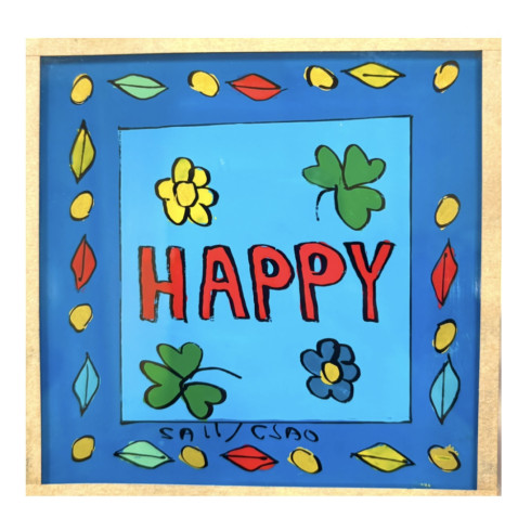 Peinture sous verre 10x10 HAPPY