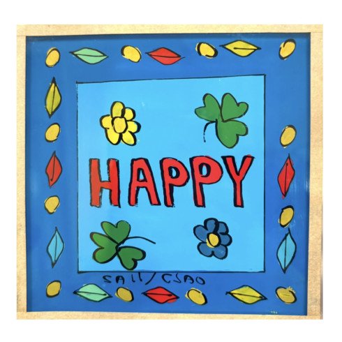 Peinture sous verre 10x10 HAPPY