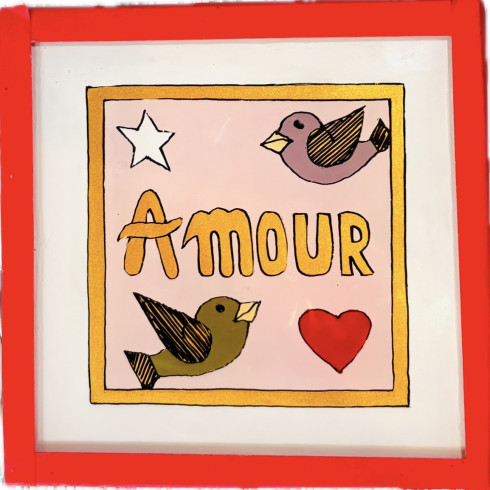Peinture sous verre 10x10 AMOUR