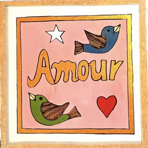 Peinture sous verre 10x10 Amour