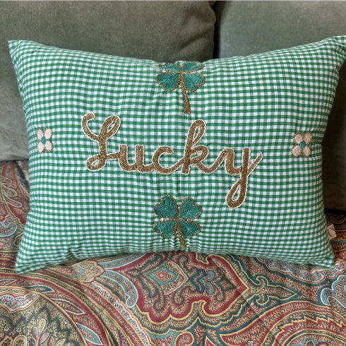Embroidered cushion Lucky