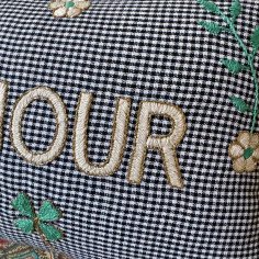 Embroidered cushion BONHEUR 2