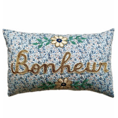 Mini coussin brodé Bonheur