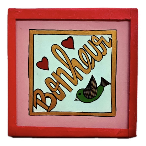 Peinture sous verre 10x10 Bonheur