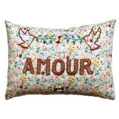Embroidered cushion LIBERTE